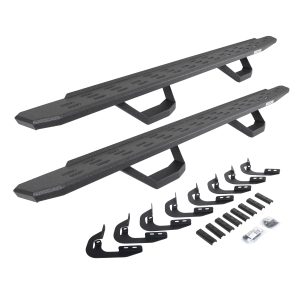 Go Rhino 6960588020T - RB30 Running Boards with Mounting Brackets & 2 Pairs of Drops Steps Kit - Protective Bedliner Coating