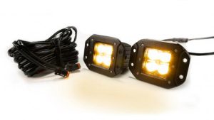 2.0 Inch Square Flush Mount Cree LED Lights Pair Chrome Series White/Amber W/Harness 79903 Southern Truck Lifts