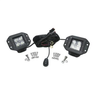 3.0 Inch Square Flush Mount Cree Flood Beam LED Lights Pair Chrome Series W/Harness 79903 Southern Truck Lifts