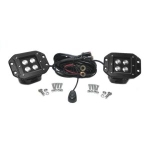 3.0 Inch Square Flush Mount Cree Flood Beam LED Lights Pair Black Series W/Harness 79903 Southern Truck Lifts