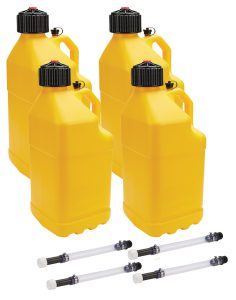 Utility Jug 5 Gal w/ Filler Hose Yellow 4pk