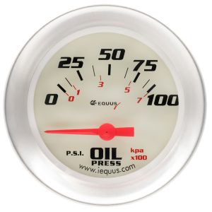 2-5/8 Dia Oil Pressure Gauge Silver  0-100psi