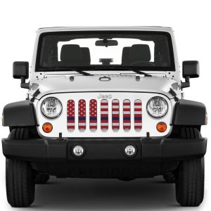 Jeep JK Grill Inserts 08-18 Wrangler JK White Red Thin Blue Line Under The Sun Inserts