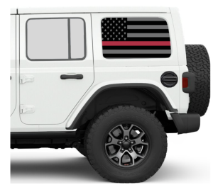 Thin Red Line For 07-Pres Wrangler JK/JL Unlimited Rear Side Windows Printed Vinyl Under The Sun Inserts