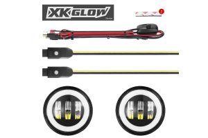 XK Glow 4in JL Black RGB LED Fog Light XKchrome Bluetooth App Controlled Kit - JL