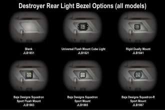 LOD Destroyer Rear Light Bezel Options, No lights Black Powder Coated  - JL