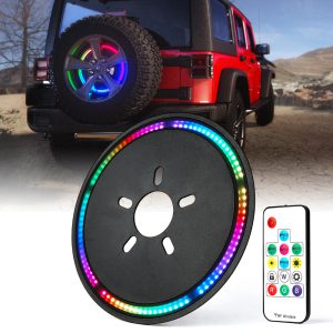 Xprite 14" Spare Tire RGB LED Brake Light with Remote Control For 2007-2018 Jeep Wrangler JK & 2018+ JL