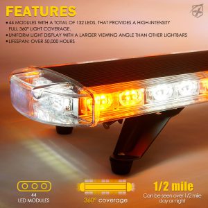 Xprite Crane Series 48" LED Rooftop Strobe Light Bar with Mounting Brackets