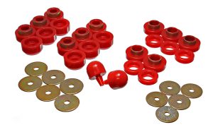 Body Mount Set; Red; Performance Polyurethane; OEM Height; Must Reuse All Metal Hardware;