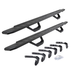 Go Rhino 6961808720T - RB30 Running Boards with Mounting Brackets & 2 Pairs of Drops Steps Kit - Protective Bedliner Coating