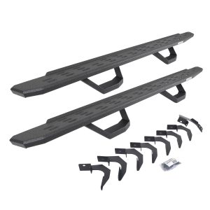 Go Rhino 6962358020T - RB30 Running Boards with Mounting Brackets & 2 Pairs of Drops Steps Kit - Protective Bedliner Coating