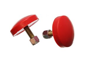Control Arm Bump Stop Set; Red; Front; Low Profile Button Head Style; H-11/16 in.; Dia. 2 in.; Incl. 2 Per Set; Performance Polyurethane;