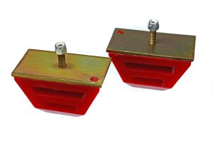 Universal Bump Stop Set; Red; Low Profile Competition Style; H-2.5 in.; L-4.5 in.; W-2.5 in.; Incl. 2 Per Set; Performance Polyurethane;