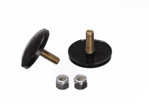 Universal Bump Stop Set; Black; Ultra Low Profile Button Style; H-3/8 in.; Dia. 2 in.; 1 in. Long Stud; Incl. 2 Per Set; Performance Polyurethane;