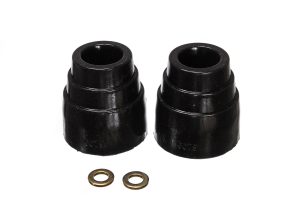Universal Bump Stop Set; Black; Stepped Style; H-2.5 in.; Dia. 2 7/16 in.; w/o Hardware; Incl. 2 Per Set; Performance Polyurethane;