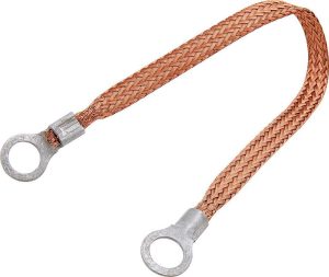 Copper Ground Strap 12in w/ 3/8in Ring Terminals