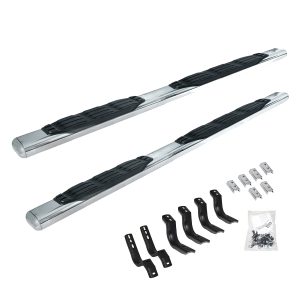 Go Rhino 104449987PS - 4" 1000 Series SideSteps With Mounting Bracket Kit - Polished Stainless Steel
