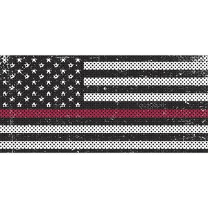 Jeep Wrangler Grill Inserts 07-18 JK Distressed Black And White Thin Red Line Under The Sun Inserts