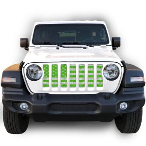 Jeep JL/Gladiator Grill Inserts 18-Up Wrangler JL 20-Up Gladiator Distressed White Green Under The Sun Inserts