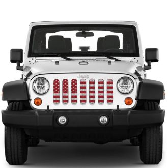 Jeep JK Grill Inserts 08-18 Wrangler JK Distressed White Red Under The Sun Inserts