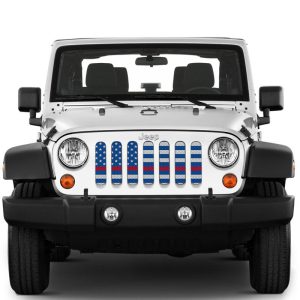 Jeep JK Grill Inserts 08-18 Wrangler JK White Blue Thin Red Line Under The Sun Inserts