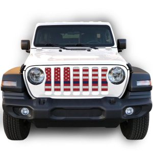 Jeep JL/Gladiator Grill Inserts 18-Up Wrangler JL 20-Up Gladiator White Red Thin Blue Line Under The Sun Inserts