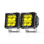 3 Inch Cube Pod Light with 2 Inch LED Lights Flood Beam Pair - Gold Amber - North Lights