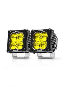3 Inch Cube Pod Light with 2 Inch LED Lights Flood Beam Pair - Gold Amber - North Lights