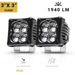 3 Inch Cube Pod Light with 2 Inch LED Lights Flood Beam Pair North Lights