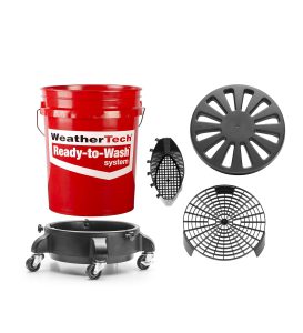 Ready To Wash™ System; Rolling Dolly; Bucket w/Vented Lid Seat; Grit Grate; Mitt Saver;