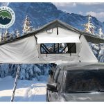 Overland Vehicle Systems Nomadic 3 Extended White Roof Top Tent –  W/  Dark Grey Rain Fly & Black Cover