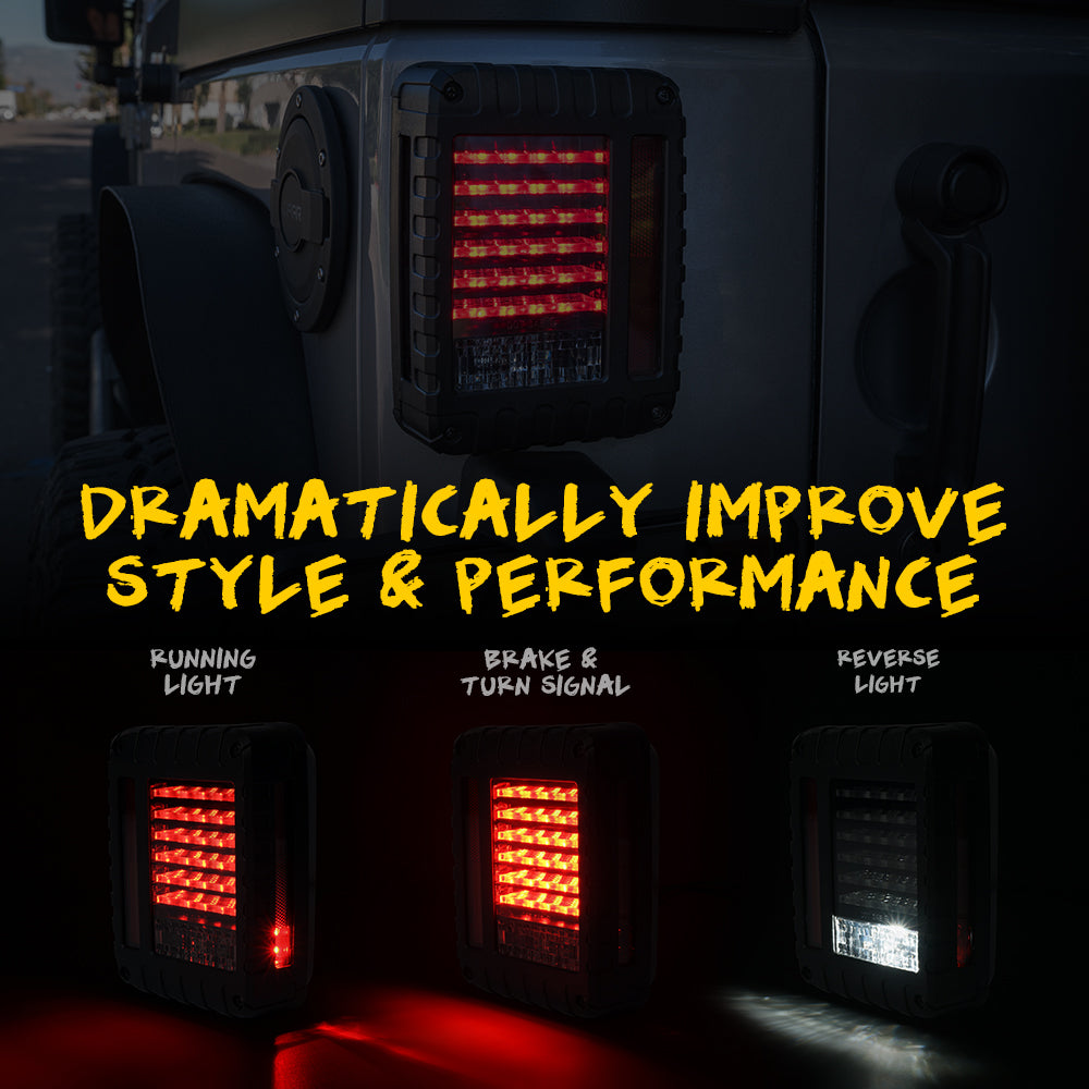 Xprite Defender Series LED Tail Light Assembly For Jeep Wrangler JK JKU 2007 - 2019