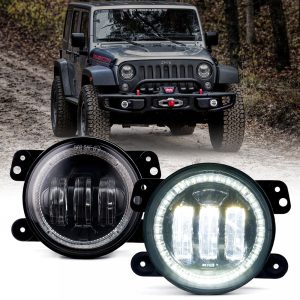 Xprite 4" Escapade Series 60W LED Fog Lights with Halo Ring DRL for Jeep Wrangler JK JL JT