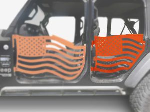 Steinjäger Doors, Trail Gladiator JT 2019 to Present Rear Doors American Flag Fluorescent Orange