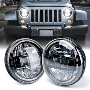 Xprite 7" Envision Series 60W LED Headlights With Halo DRL For 1997-2018 Jeep Wrangler TJ JK