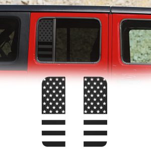 2pcs American Flag Side Small Window Decal for Jeep Wrangler JK & JL
