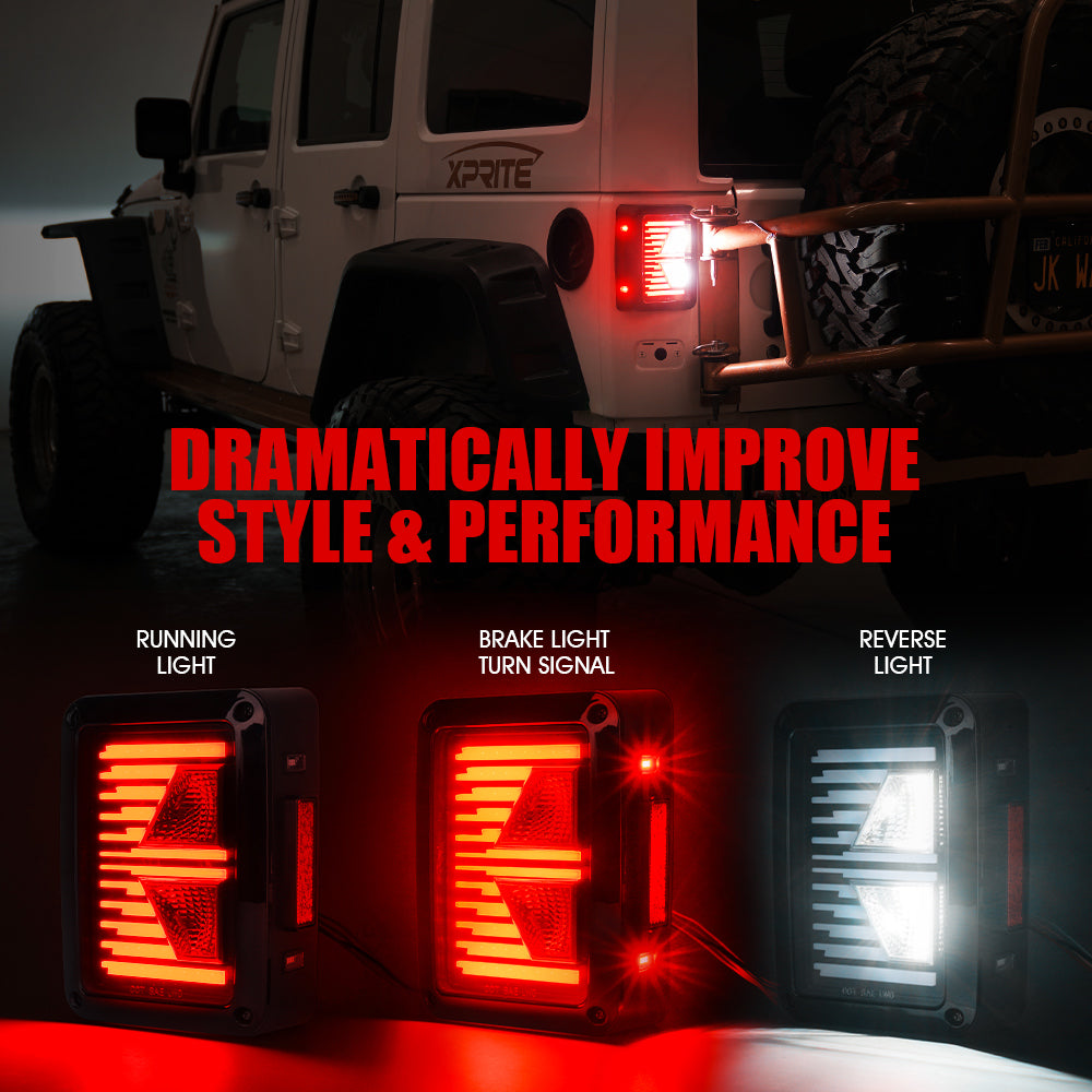 Xprite Linear Series LED Taillights For 2007 - 2018 Jeep Wrangler JK JKU
