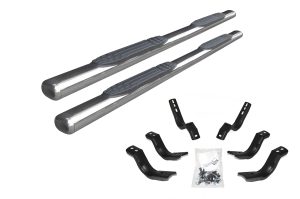 Go Rhino 104418087PS - 4" 1000 Series SideSteps With Mounting Bracket Kit - Polished Stainless Steel