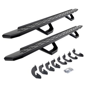 Go Rhino 6964168720PC - RB30 Running Boards with Mounting Brackets & 2 Pairs of Drops Steps Kit - Textured Black