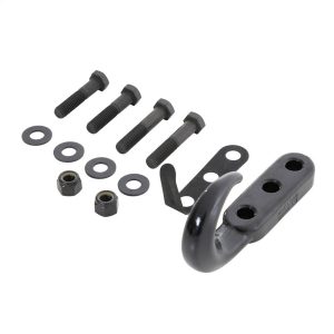 Tow Hook Kit; Incl. Tow Hook; Clip; 2 Nuts; Bolts; Black; No Drill Installation; Front;