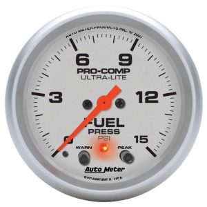 2-5/8in U/L Fuel Press. Gauge w/Peak & Warning