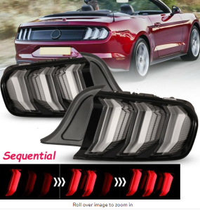 Winjet CTRNG0680-GBC LED SEQUENTIAL TAIL LIGHTS-GLOSS BLACK / CLEAR