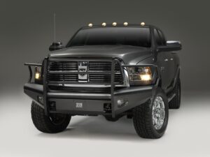 Elite Front Bumper; 2 Stage Black Powder Coated; w/Full Grill Guard; Incl. Light Cut-Outs;