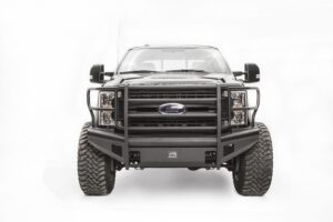 Elite Front Ranch Bumper; 2 Stage Black Powder Coated; w/Full Grill Guard And Tow Hooks;
