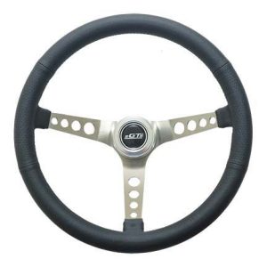 Steering Wheel Retro Leather Stainless Spokes