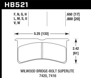 DTC-70 Disc Brake Pad; 0.800 Thickness; Fits Wilwood BB SL;