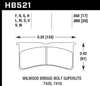 DTC-70 Disc Brake Pad; 0.800 Thickness; Fits Wilwood BB SL;
