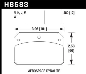 HP Plus Disc Brake Pad; 0.480 Thickness; Fits Aerospace Dynalite w/0.218 in. Hole;
