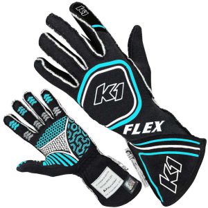Glove Flex Large Black / Flo Blue SFI / FIA