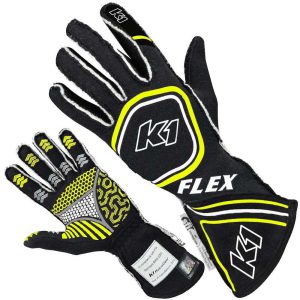 Glove Flex Large Black / Flo Yellow SFI / FIA